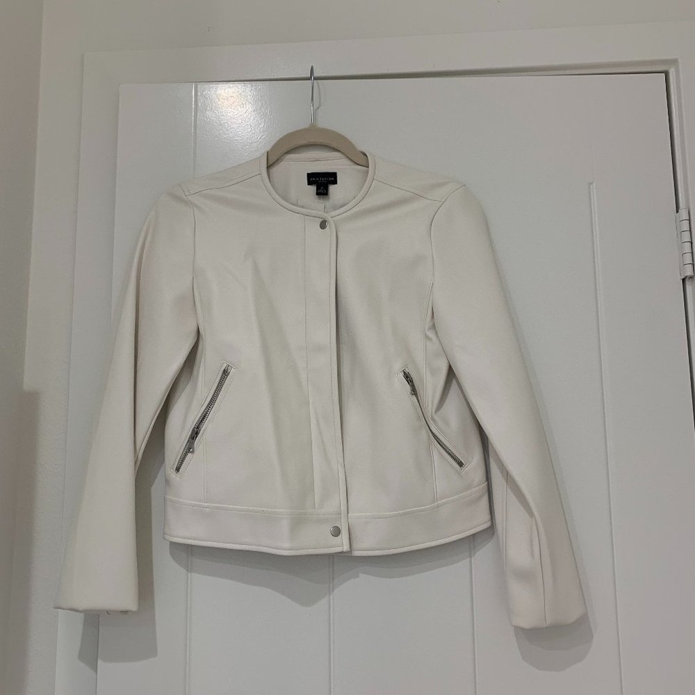 Ann Taylor Factory Faux Leather Zip Jacket NWT